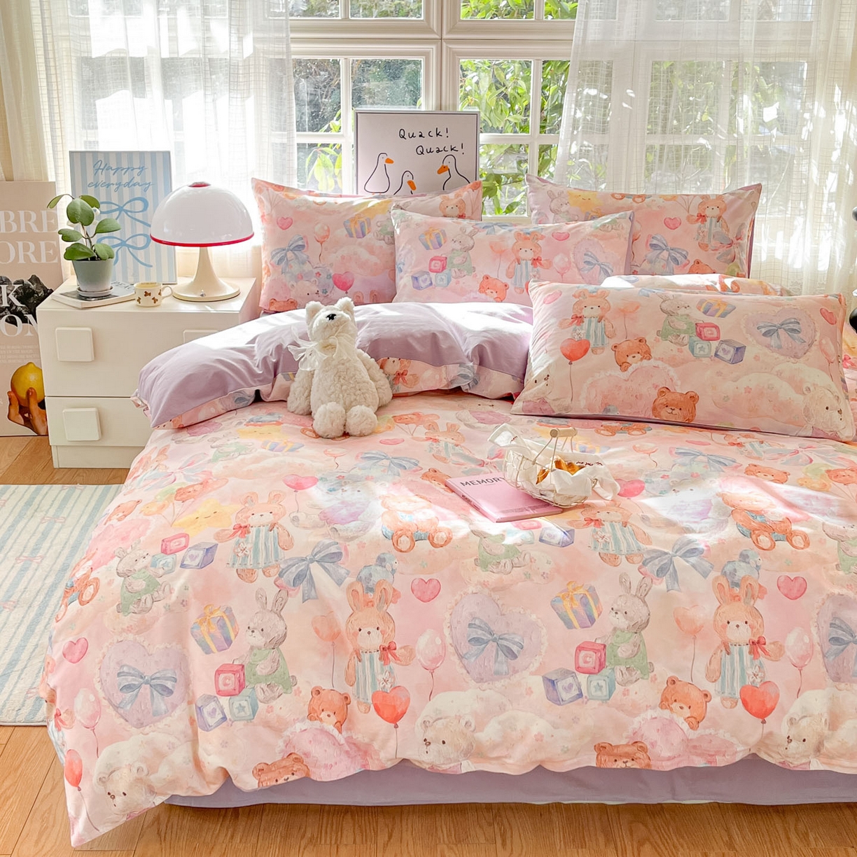 91家纺网 家纺一手货源 找家纺 睡美美家纺 2026新款13070数码印花全棉纯棉动物卡通三件套四件套 节日狂欢