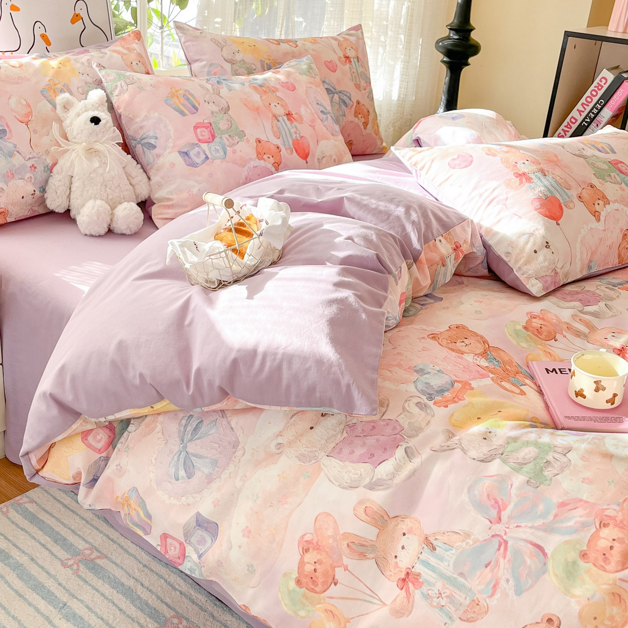 91家纺网 家纺一手货源 找家纺 睡美美家纺 2026新款13070数码印花全棉纯棉动物卡通三件套四件套 节日狂欢