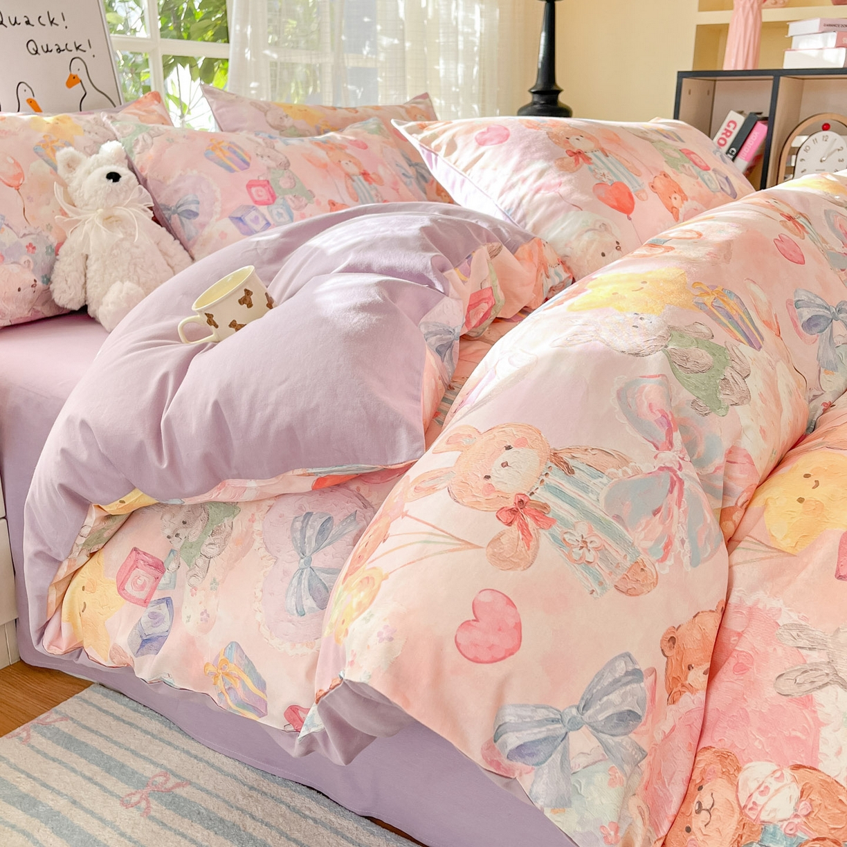 91家纺网 家纺一手货源 找家纺 睡美美家纺 2026新款13070数码印花全棉纯棉动物卡通三件套四件套 节日狂欢