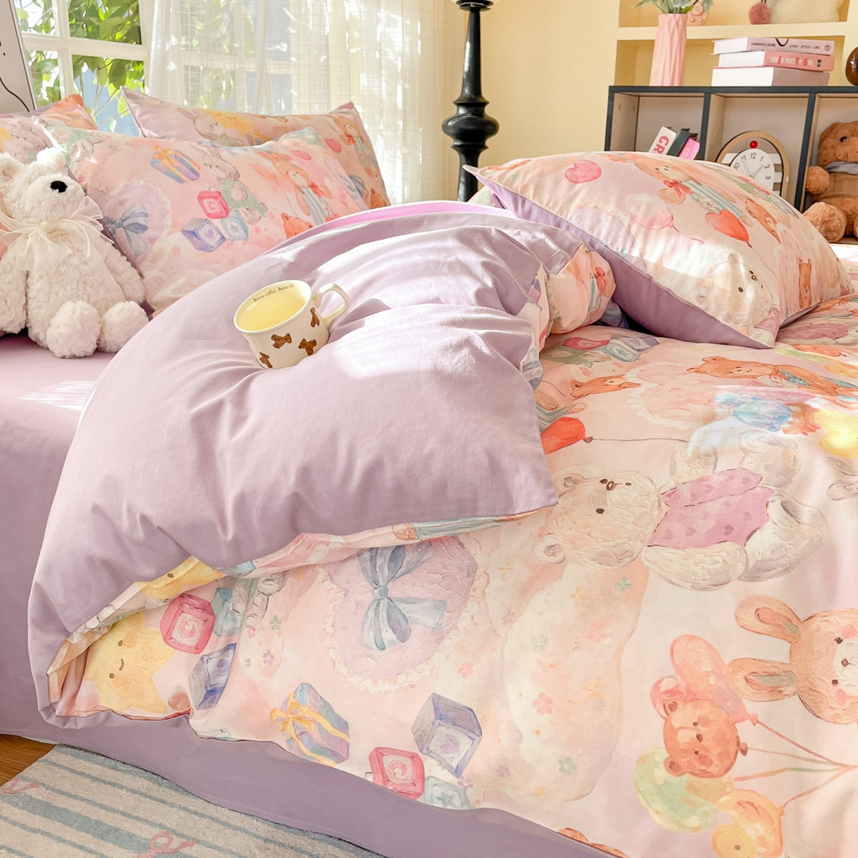 91家纺网 家纺一手货源 找家纺 睡美美家纺 2026新款13070数码印花全棉纯棉动物卡通三件套四件套 节日狂欢