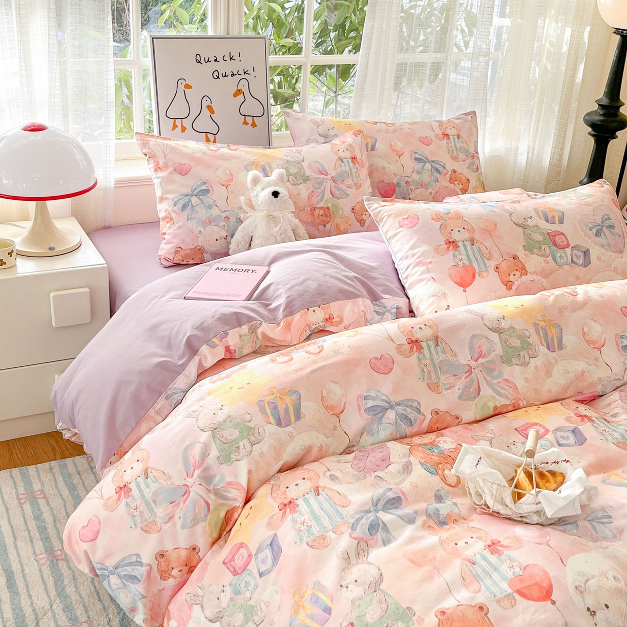 91家纺网 家纺一手货源 找家纺 睡美美家纺 2026新款13070数码印花全棉纯棉动物卡通三件套四件套 节日狂欢