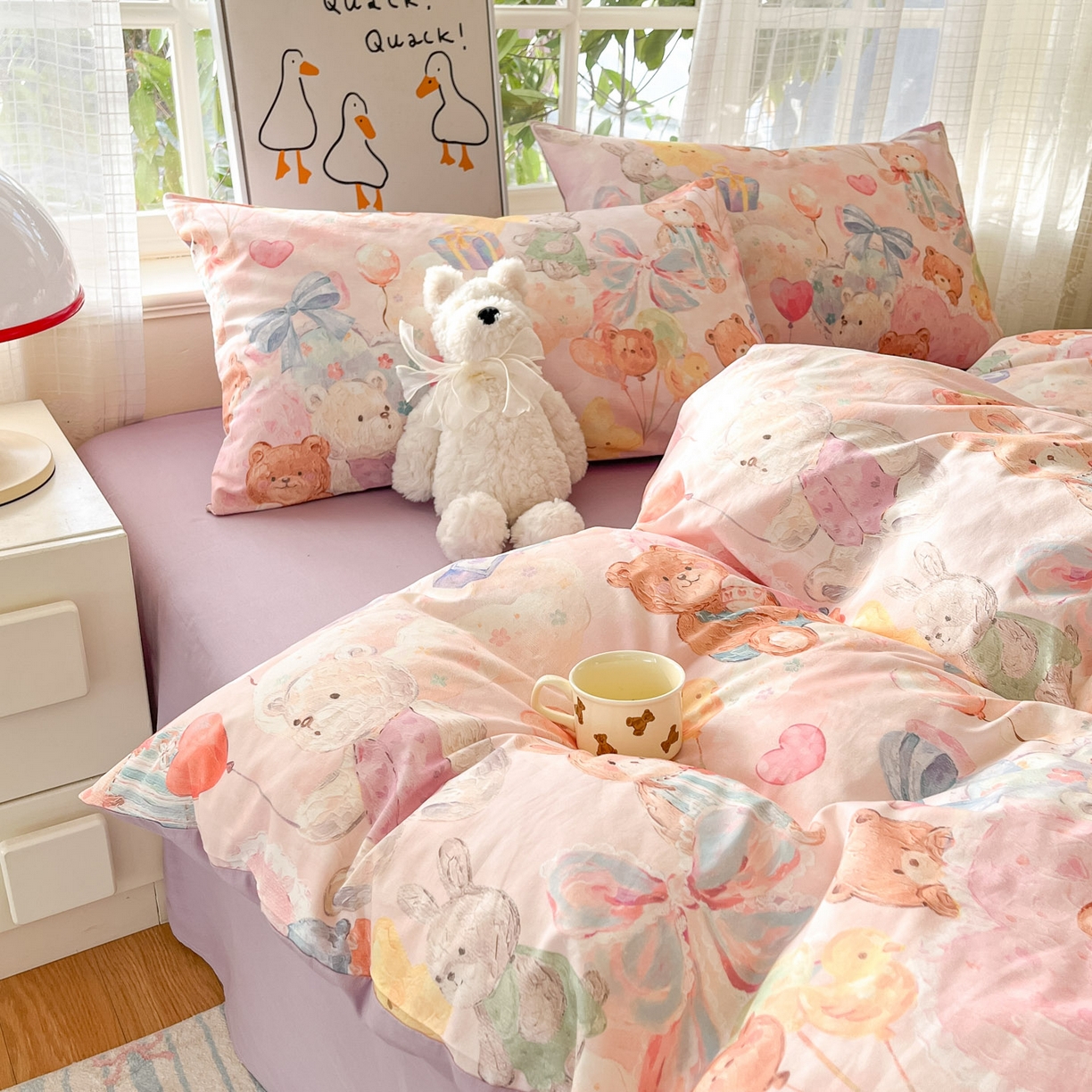 91家纺网 家纺一手货源 找家纺 睡美美家纺 2026新款13070数码印花全棉纯棉动物卡通三件套四件套 节日狂欢