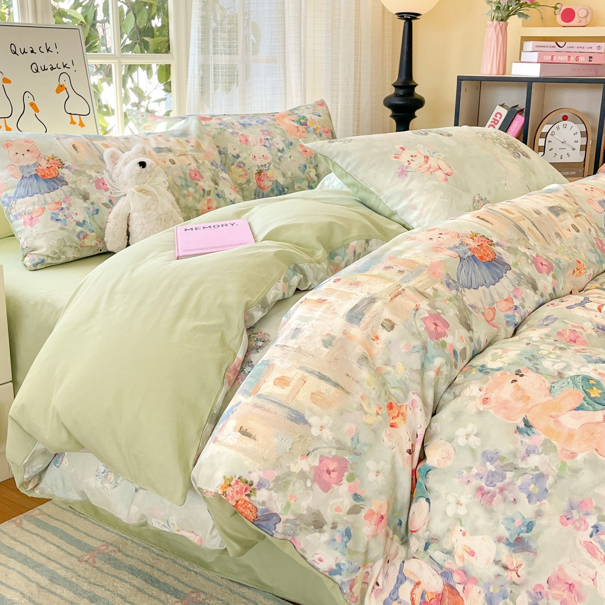 睡美美家纺 2026新款13070数码印花全棉纯棉动物卡通三件套四件套 洛克庄园