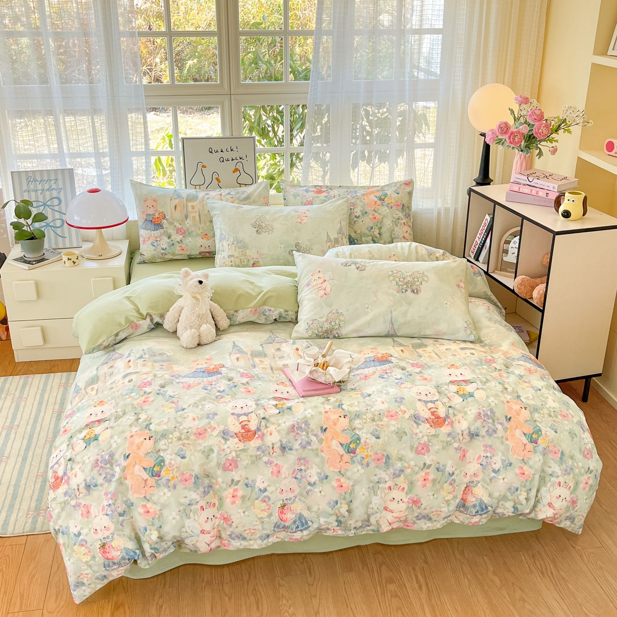 91家纺网 家纺一手货源 找家纺 睡美美家纺 2026新款13070数码印花全棉纯棉动物卡通三件套四件套 洛克庄园