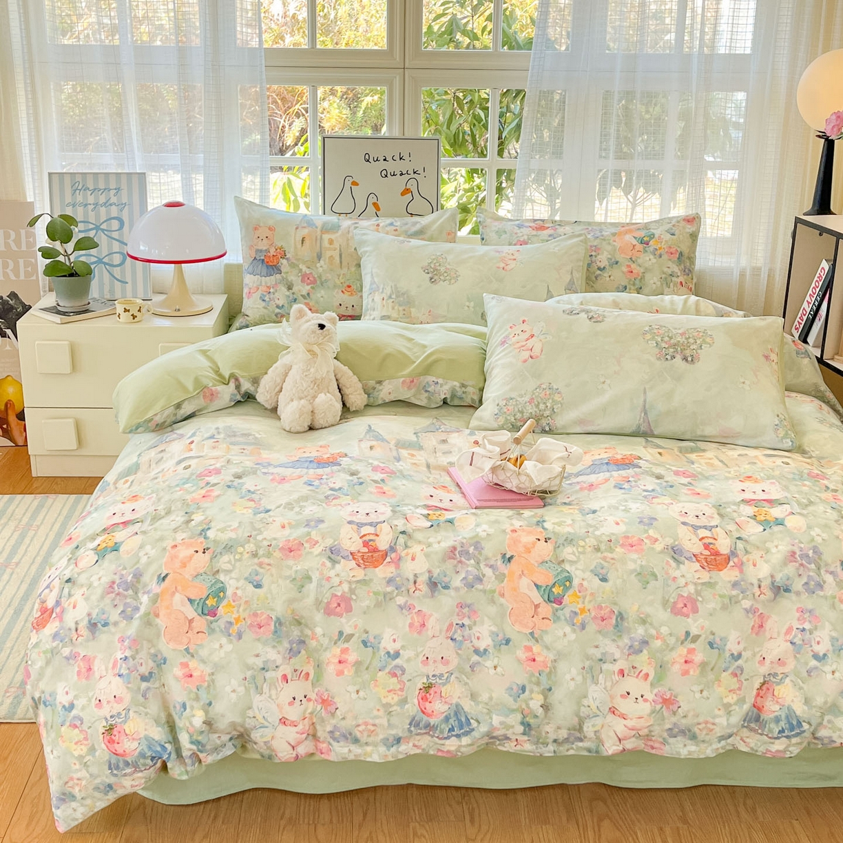 91家纺网 家纺一手货源 找家纺 睡美美家纺 2026新款13070数码印花全棉纯棉动物卡通三件套四件套 洛克庄园