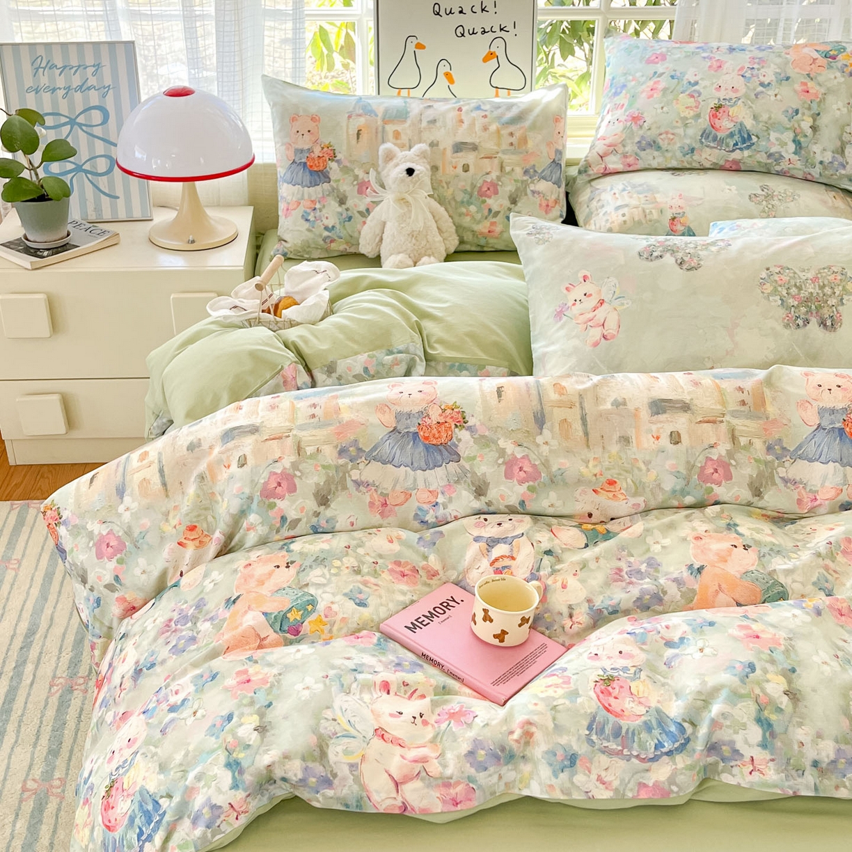 91家纺网 家纺一手货源 找家纺 睡美美家纺 2026新款13070数码印花全棉纯棉动物卡通三件套四件套 洛克庄园