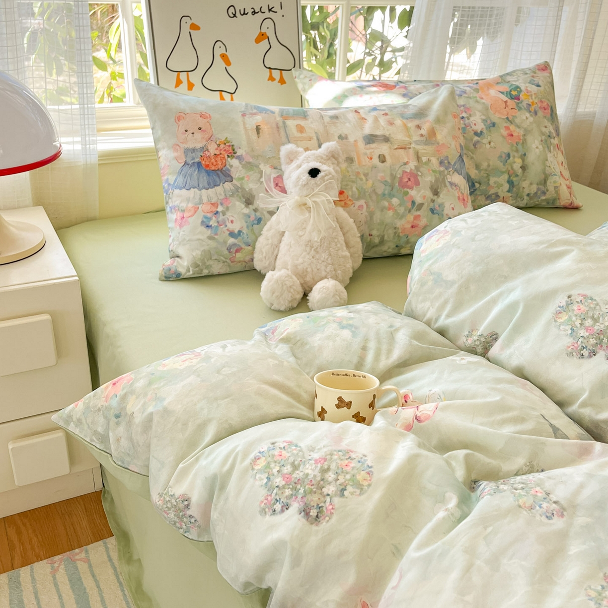 91家纺网 家纺一手货源 找家纺 睡美美家纺 2026新款13070数码印花全棉纯棉动物卡通三件套四件套 洛克庄园