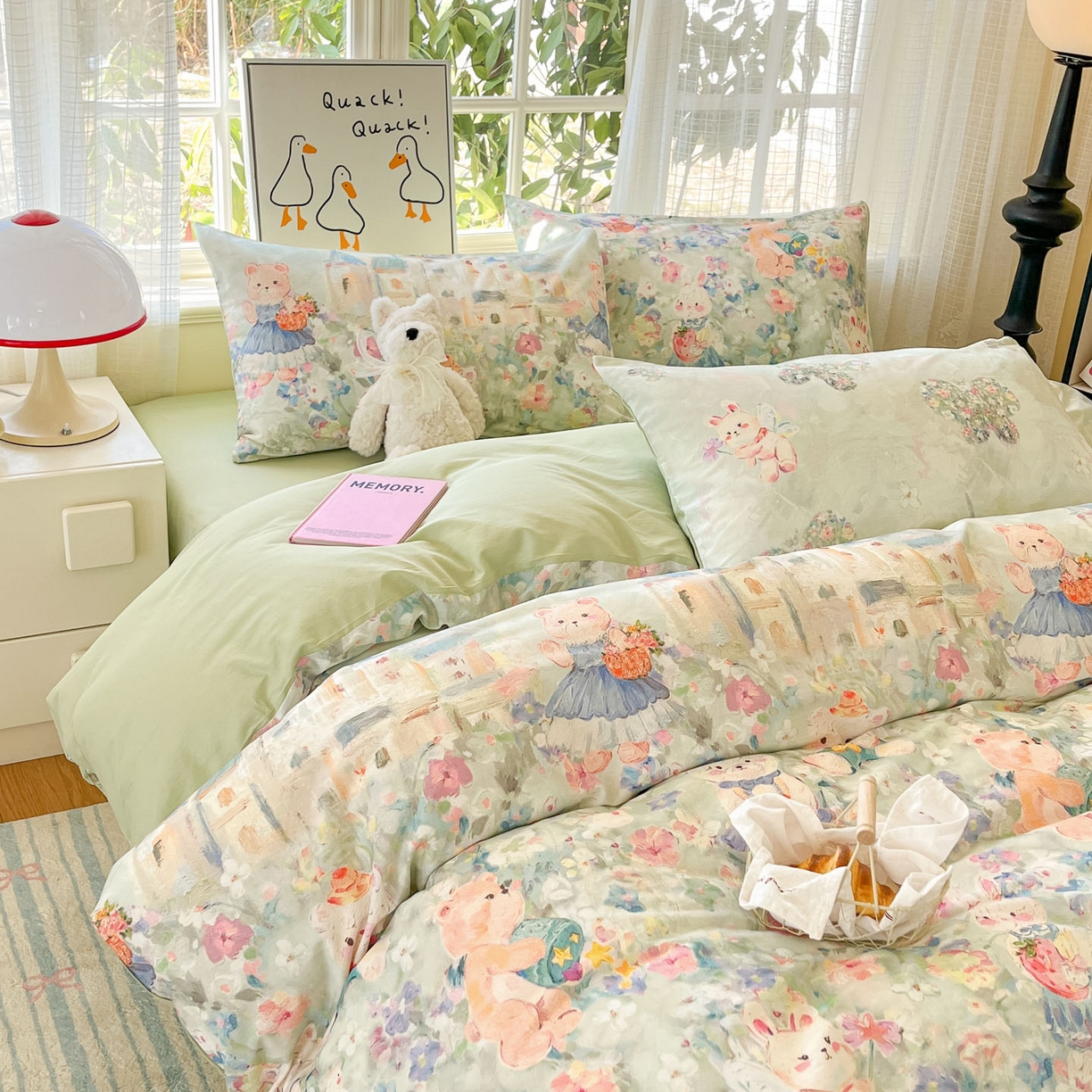 91家纺网 家纺一手货源 找家纺 睡美美家纺 2026新款13070数码印花全棉纯棉动物卡通三件套四件套 洛克庄园