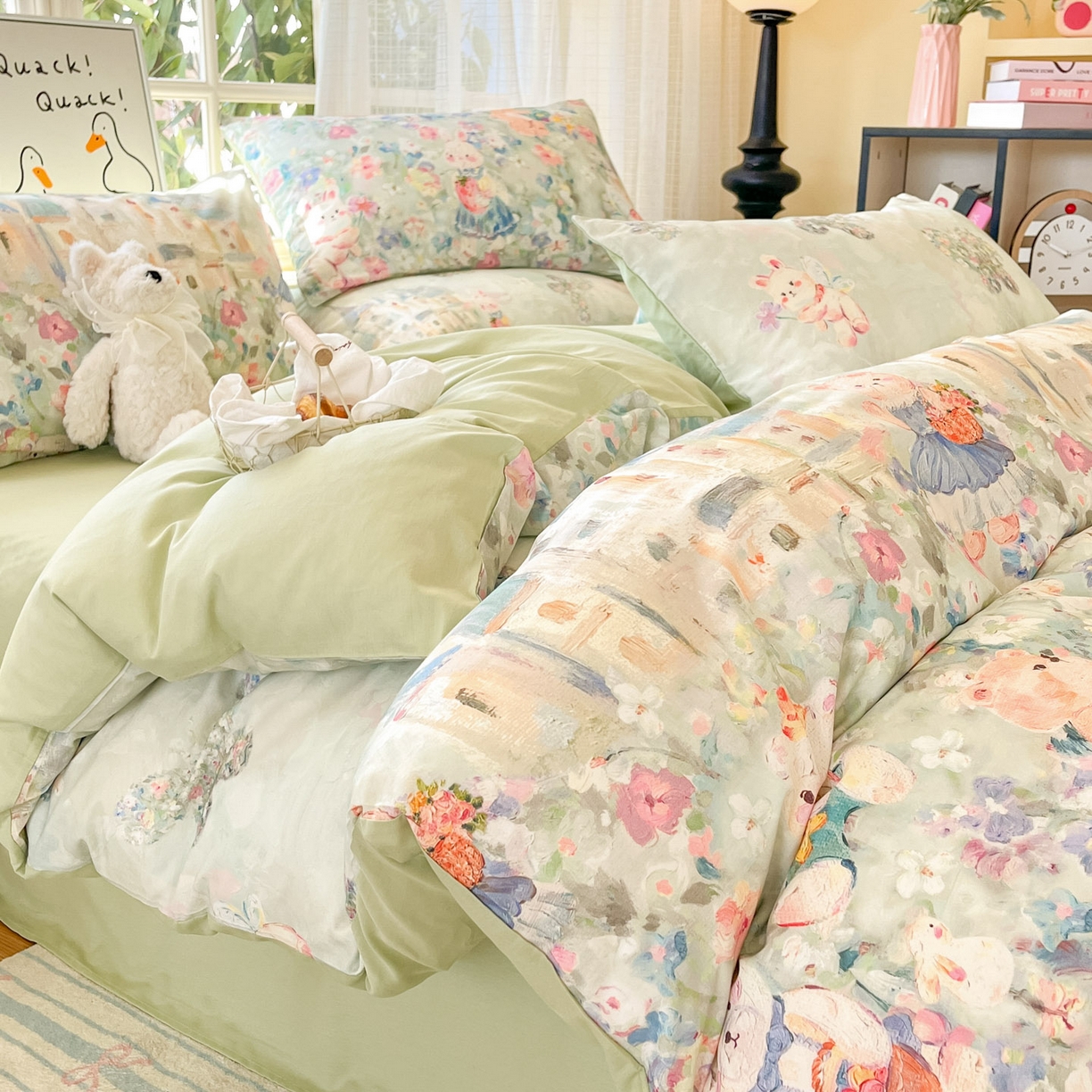 91家纺网 家纺一手货源 找家纺 睡美美家纺 2026新款13070数码印花全棉纯棉动物卡通三件套四件套 洛克庄园