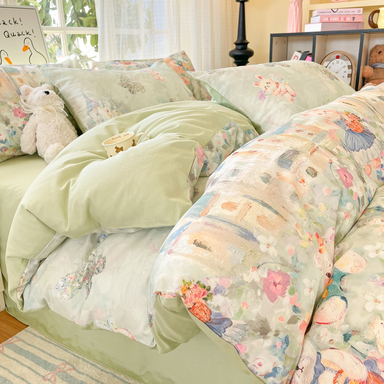 91家纺网 家纺一手货源 找家纺 睡美美家纺 2026新款13070数码印花全棉纯棉动物卡通三件套四件套 洛克庄园