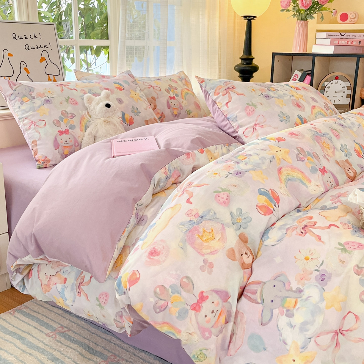 睡美美家纺 2026新款13070数码印花全棉纯棉动物卡通三件套四件套 萌宠乐园