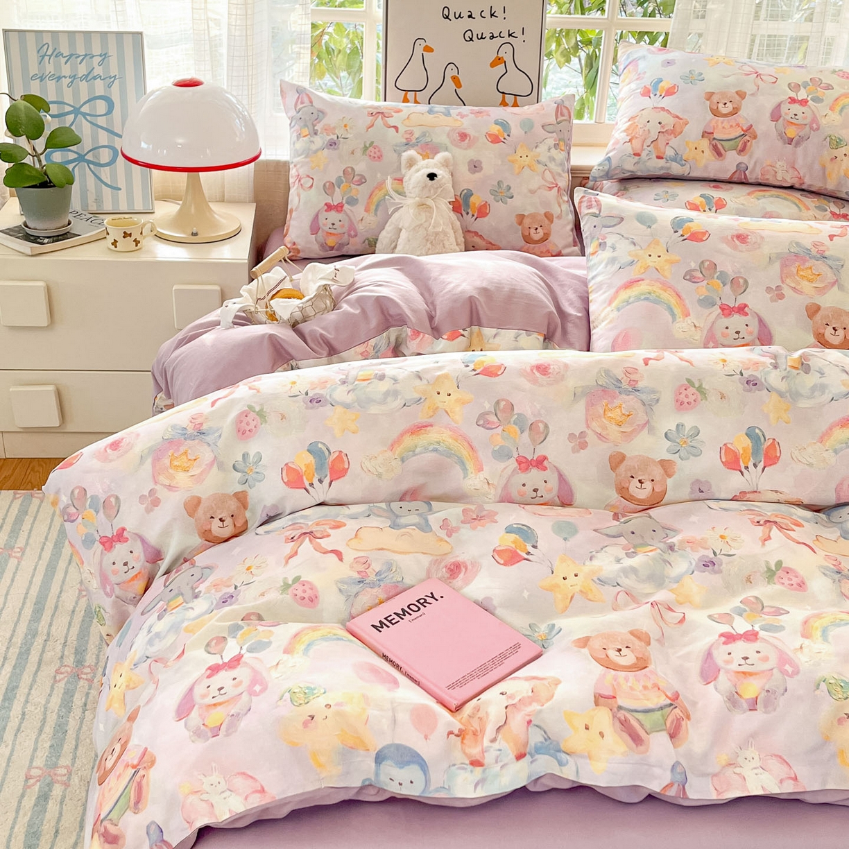 91家纺网 家纺一手货源 找家纺 睡美美家纺 2026新款13070数码印花全棉纯棉动物卡通三件套四件套 萌宠乐园