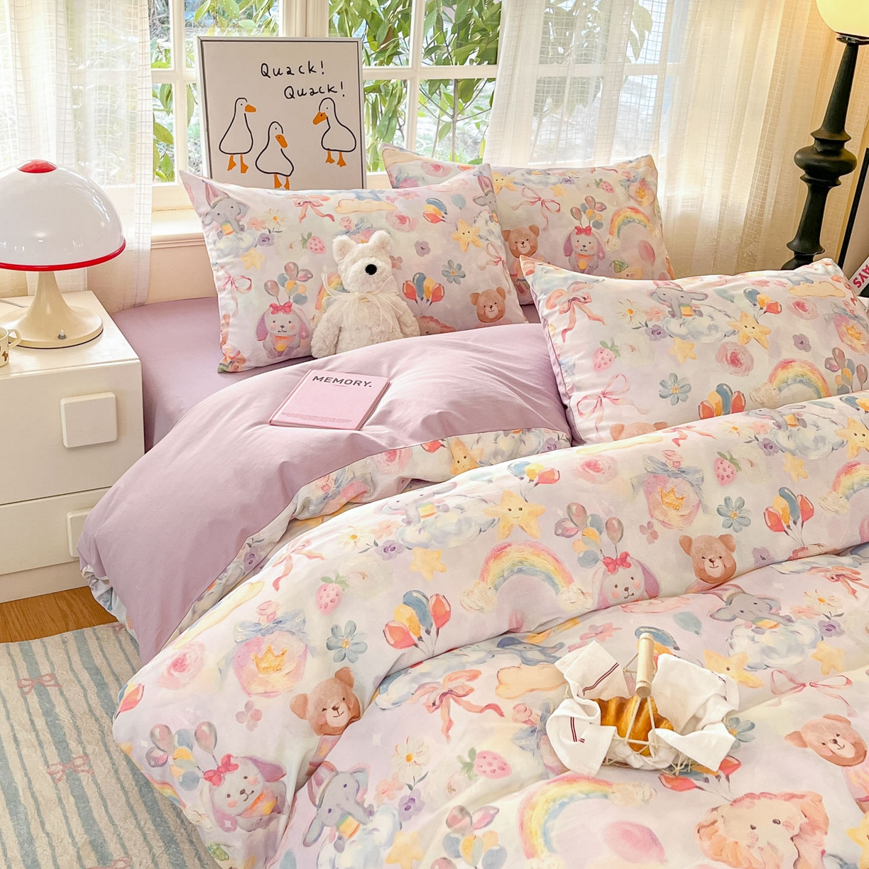 91家纺网 家纺一手货源 找家纺 睡美美家纺 2026新款13070数码印花全棉纯棉动物卡通三件套四件套 萌宠乐园