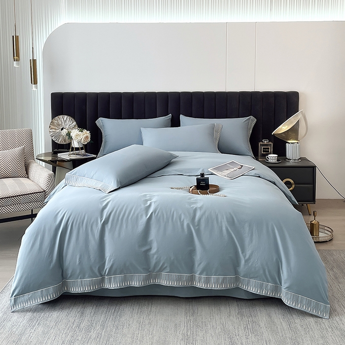 91家纺网 家纺一手货源 找家纺 （总）拼社家纺 2026新款A类色织全棉水洗棉四件套纯棉四件套刺绣床上用品-黛妮卡系列