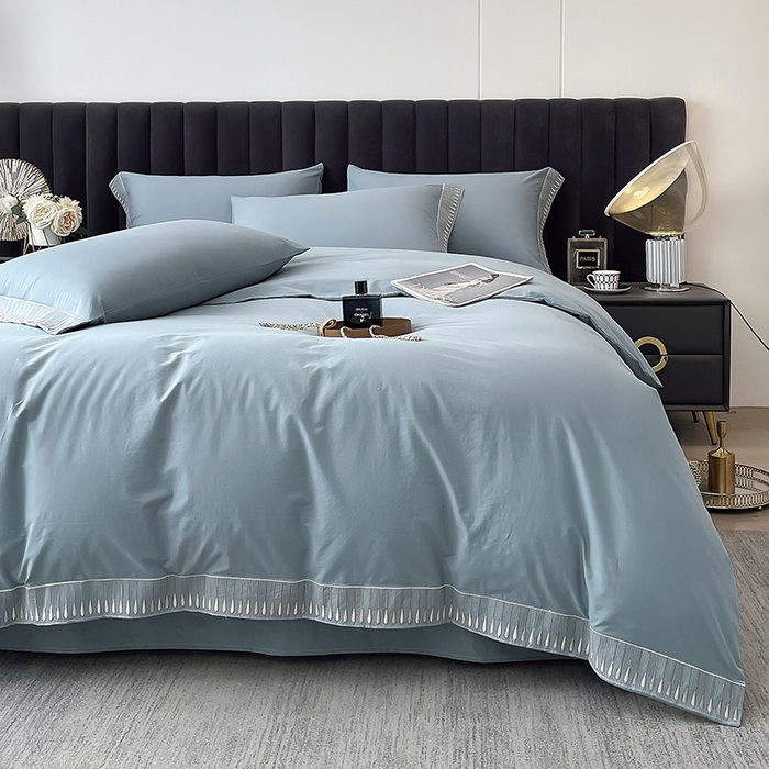 91家纺网 家纺一手货源 找家纺 （总）拼社家纺 2026新款A类色织全棉水洗棉四件套纯棉四件套刺绣床上用品-黛妮卡系列