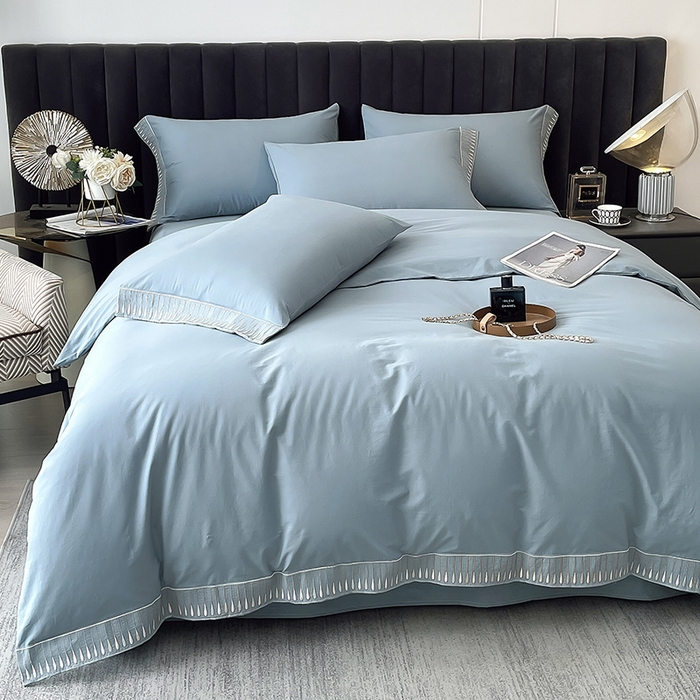 91家纺网 家纺一手货源 找家纺 （总）拼社家纺 2026新款A类色织全棉水洗棉四件套纯棉四件套刺绣床上用品-黛妮卡系列