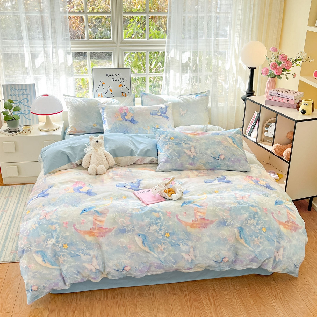 91家纺网 家纺一手货源 找家纺 睡美美家纺 2026新款13070数码印花全棉纯棉动物卡通三件套四件套 人鱼公主