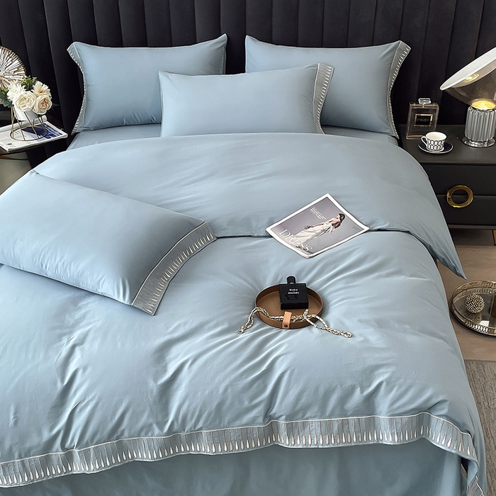 91家纺网 家纺一手货源 找家纺 （总）拼社家纺 2026新款A类色织全棉水洗棉四件套纯棉四件套刺绣床上用品-黛妮卡系列