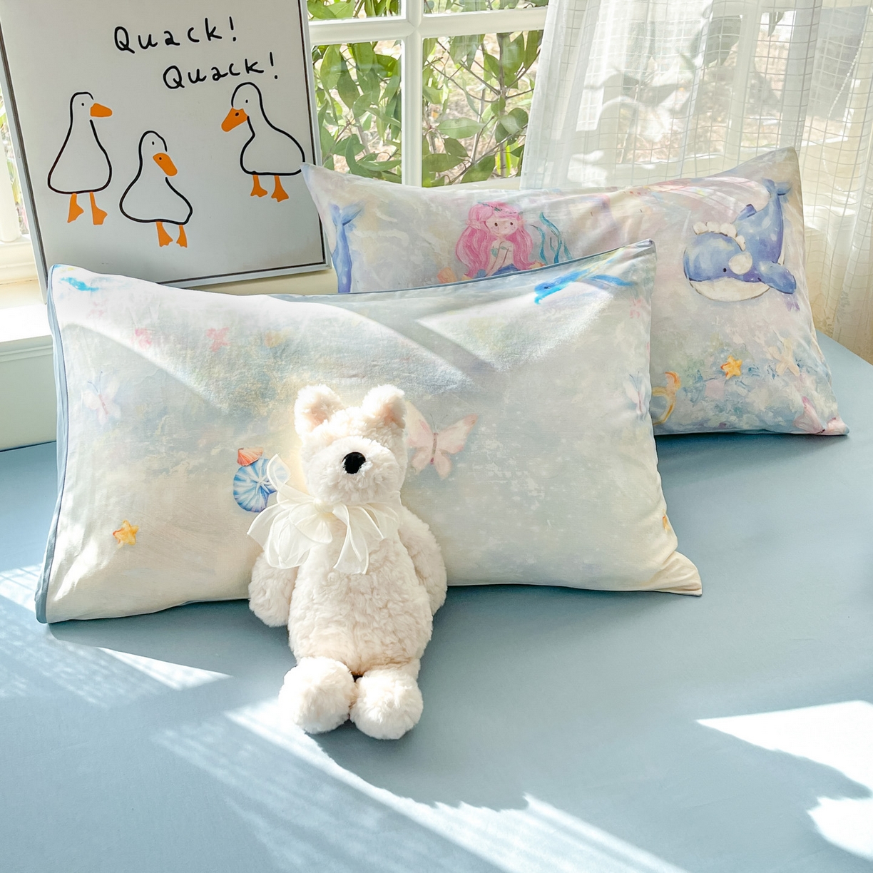 91家纺网 家纺一手货源 找家纺 睡美美家纺 2026新款13070数码印花全棉纯棉动物卡通三件套四件套 人鱼公主