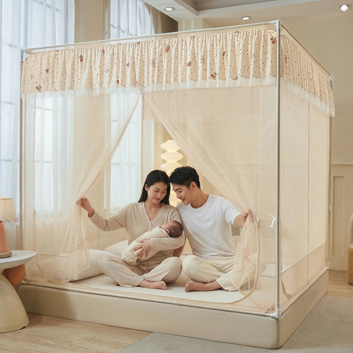 91家纺网 家纺一手货源 找家纺 （总）青竹苑 2026新款花边款床笠底防摔坐床蚊帐