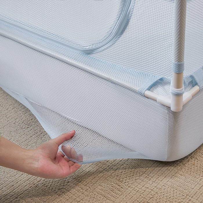 91家纺网 家纺一手货源 找家纺 青竹苑 2026新款花边款床笠底防摔坐床蚊帐 坐床-格子小动物