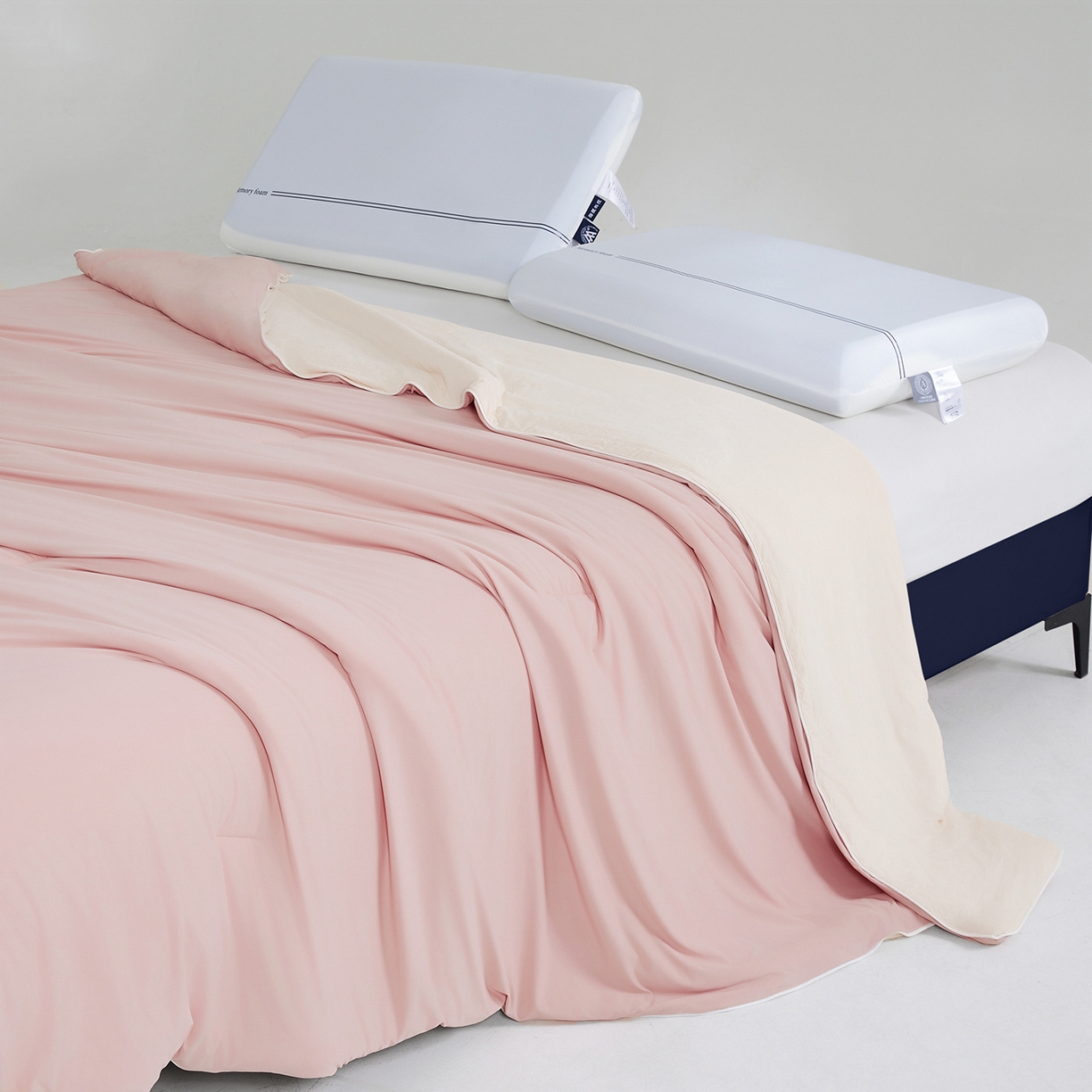 91家纺网 家纺一手货源 找家纺 熙宴家纺 2026新款锦氨凉感MAX脱脂棉花夏被 被子被芯 冰玉+柔粉