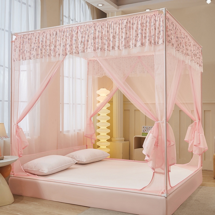 91家纺网 家纺一手货源 找家纺 青竹苑 2026新款花边款床笠底防摔坐床蚊帐 坐床-蝴蝶结花花