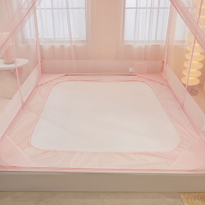 91家纺网 家纺一手货源 找家纺 青竹苑 2026新款花边款床笠底防摔坐床蚊帐 坐床-蝴蝶结花花