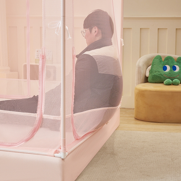 91家纺网 家纺一手货源 找家纺 青竹苑 2026新款花边款床笠底防摔坐床蚊帐 坐床-蝴蝶结花花