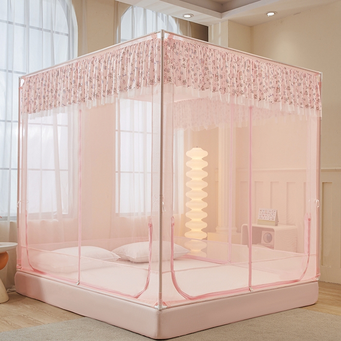 91家纺网 家纺一手货源 找家纺 青竹苑 2026新款花边款床笠底防摔坐床蚊帐 坐床-蝴蝶结花花