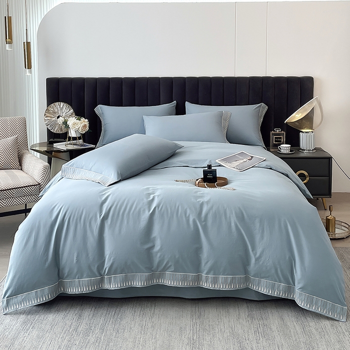 91家纺网 家纺一手货源 找家纺 拼社家纺 2026新款A类色织全棉水洗棉四件套纯棉四件套刺绣床上用品-黛妮卡系列 黛妮卡-柏林蓝