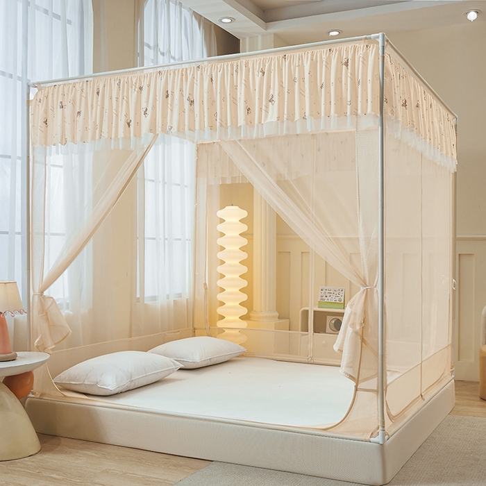 91家纺网 家纺一手货源 找家纺 青竹苑 2026新款花边款床笠底防摔坐床蚊帐 坐床-腊肠狗狗