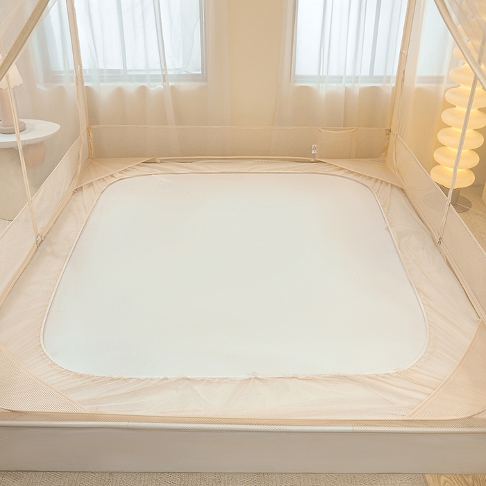 91家纺网 家纺一手货源 找家纺 青竹苑 2026新款花边款床笠底防摔坐床蚊帐 坐床-腊肠狗狗