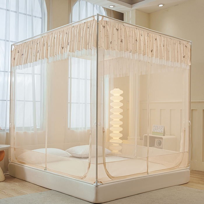 91家纺网 家纺一手货源 找家纺 青竹苑 2026新款花边款床笠底防摔坐床蚊帐 坐床-腊肠狗狗