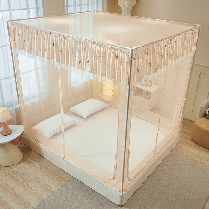 91家纺网 家纺一手货源 找家纺 青竹苑 2026新款花边款床笠底防摔坐床蚊帐 坐床-腊肠狗狗