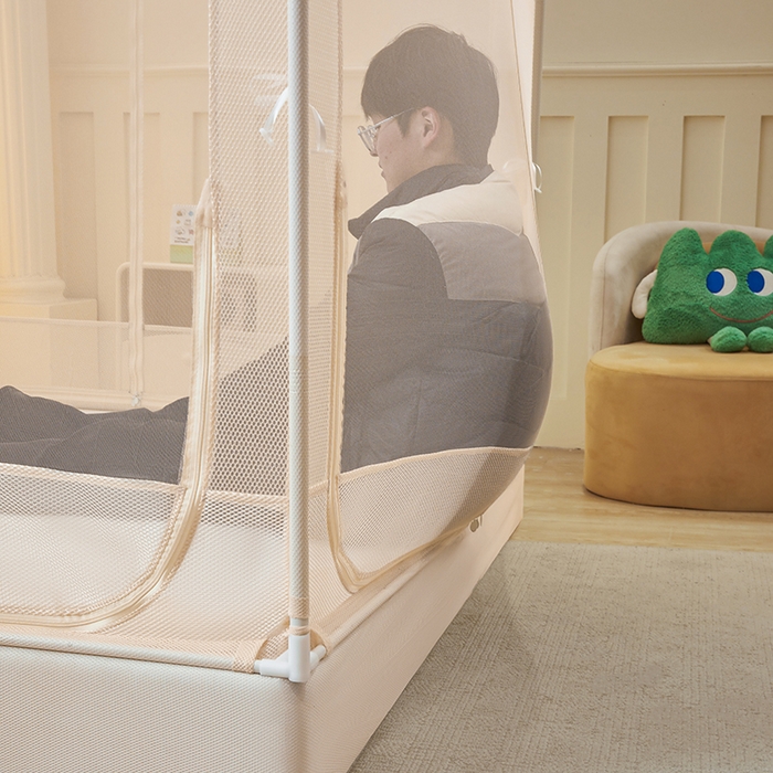 91家纺网 家纺一手货源 找家纺 青竹苑 2026新款花边款床笠底防摔坐床蚊帐 坐床-腊肠狗狗