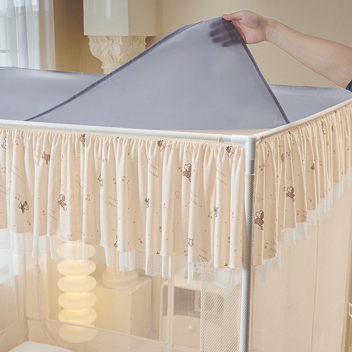 91家纺网 家纺一手货源 找家纺 青竹苑 2026新款花边款床笠底防摔坐床蚊帐 坐床-腊肠狗狗