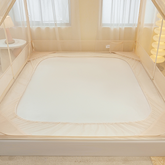 91家纺网 家纺一手货源 找家纺 青竹苑 2026新款花边款床笠底防摔坐床蚊帐 坐床-兔兔和花花