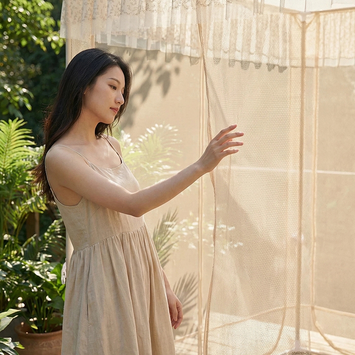 91家纺网 家纺一手货源 找家纺 青竹苑 2026新款花边款床笠底防摔坐床蚊帐 坐床-兔兔和花花