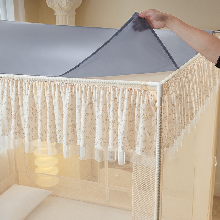 91家纺网 家纺一手货源 找家纺 青竹苑 2026新款花边款床笠底防摔坐床蚊帐 坐床-兔兔和花花