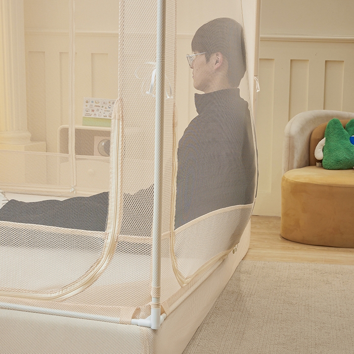 91家纺网 家纺一手货源 找家纺 青竹苑 2026新款花边款床笠底防摔坐床蚊帐 坐床-兔兔和花花