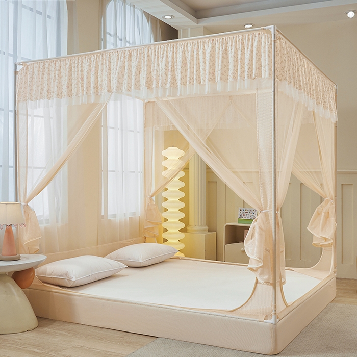 91家纺网 家纺一手货源 找家纺 青竹苑 2026新款花边款床笠底防摔坐床蚊帐 坐床-兔兔和花花