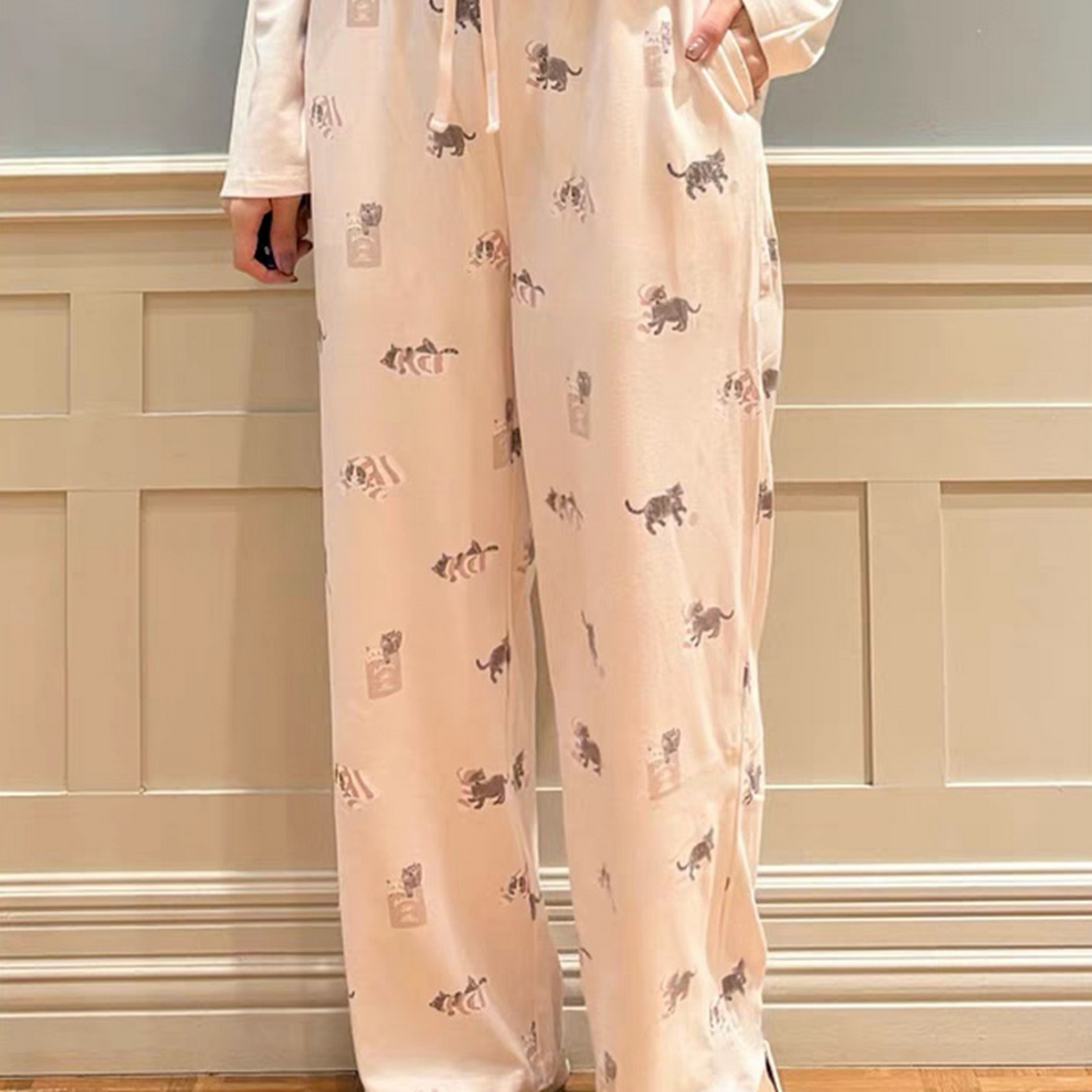 91家纺网 家纺一手货源 找家纺 妍景家居生活馆 2026新款猫咪拖鞋套装 白色