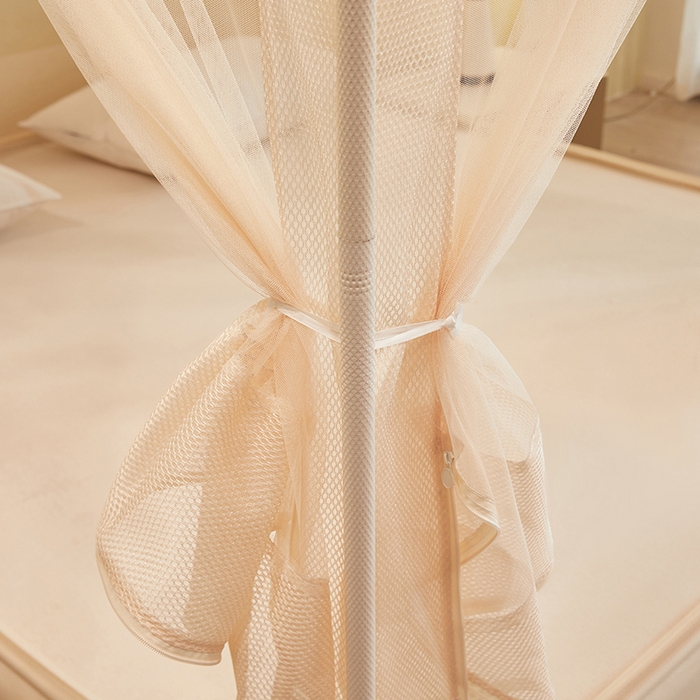 91家纺网 家纺一手货源 找家纺 青竹苑 2026新款花边款床笠底防摔坐床蚊帐 坐床樱桃-奶杏