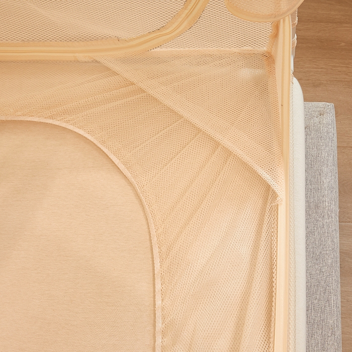 91家纺网 家纺一手货源 找家纺 青竹苑 2026新款花边款床笠底防摔坐床蚊帐 坐床樱桃-奶杏