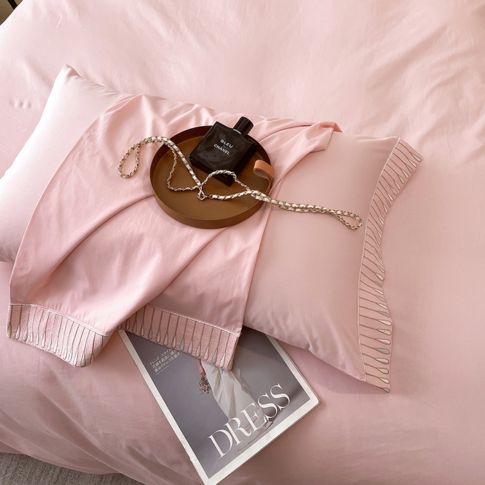 91家纺网 家纺一手货源 找家纺 拼社家纺 2026新款A类色织全棉水洗棉四件套纯棉四件套刺绣床上用品-黛妮卡系列 黛妮卡-玫瑰粉