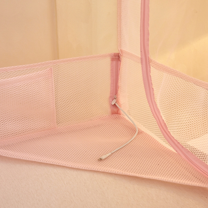 91家纺网 家纺一手货源 找家纺 青竹苑 2026新款花边款床笠底防摔坐床蚊帐 坐床樱桃-樱花粉