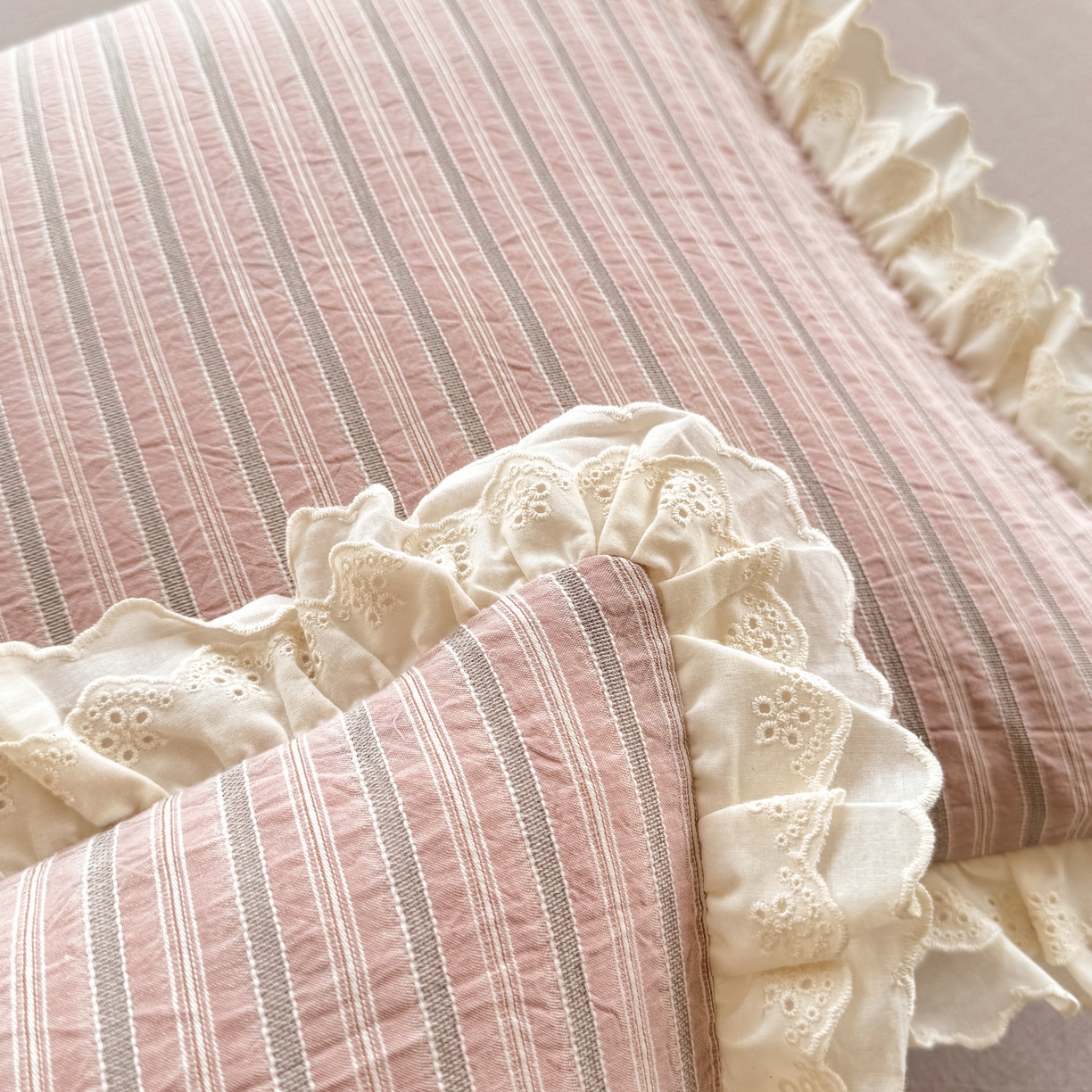 91家纺网 家纺一手货源 找家纺 仰望棉麻双层纱供应链 2026春夏新款全棉纯棉色织提花四件套-麦香麦香-粉色