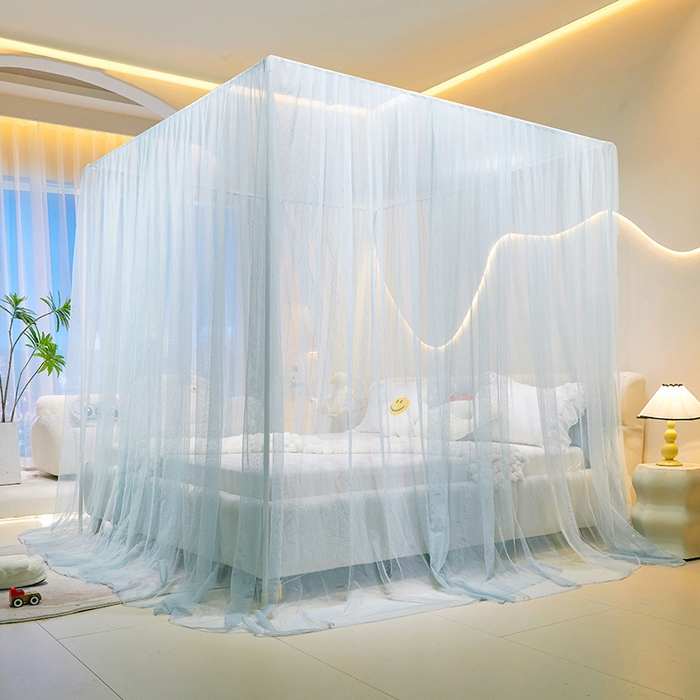 91家纺网 家纺一手货源 找家纺 青竹苑 2026新款简约落地蚊帐 落地简约-冰莓蓝 