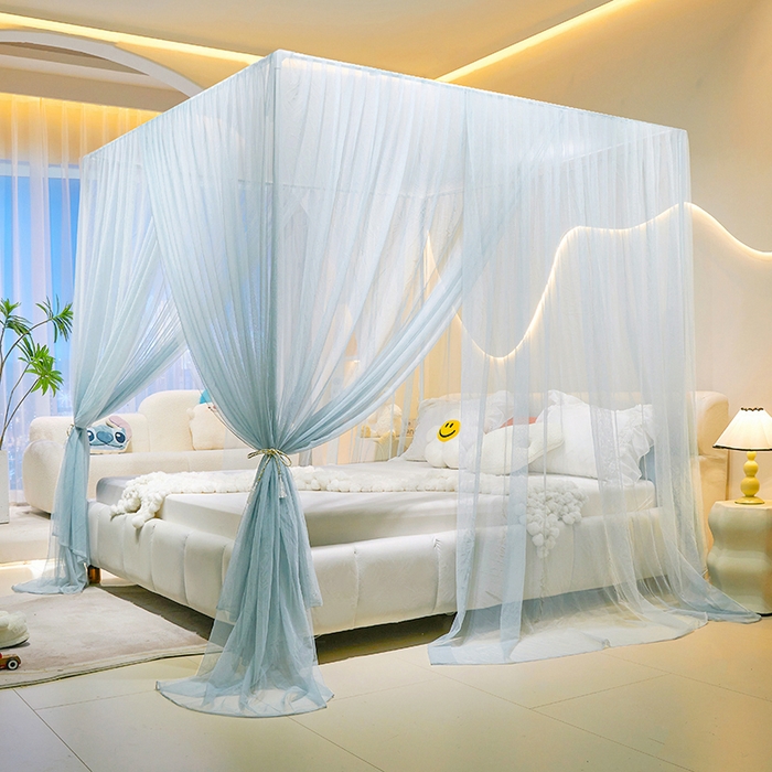 91家纺网 家纺一手货源 找家纺 青竹苑 2026新款简约落地蚊帐 落地简约-冰莓蓝 